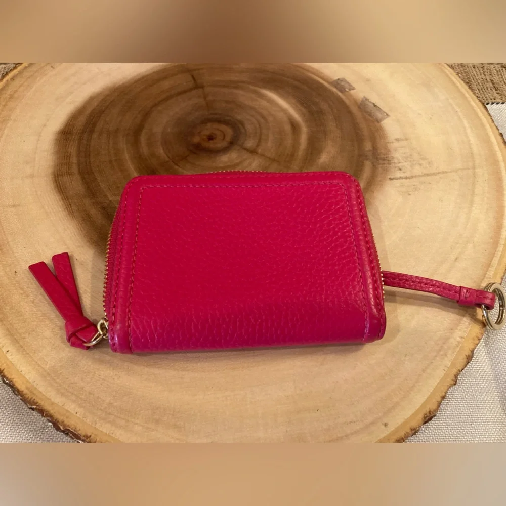 Tory Burch Thea Bifold Wallet Zip Around Wallet With Key fob Fushia Pink Rt-248$